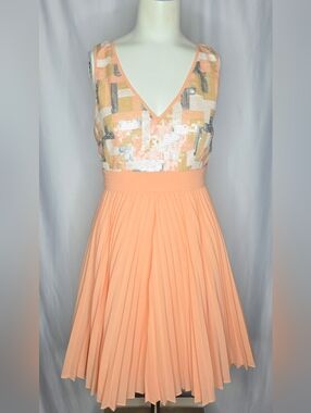 Minuet Anthropologie Geometric Sequin Wedding Guest Dress Open Back SizeL NWT